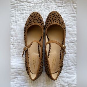 Isaac Mizrahi Animal Print Mary Jane Flats Buckle Brown Black Women's Size 7